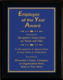 Gloss Black Wood Plaque with Standard Plate - Employee of the Year Award