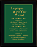 Gloss Black Wood Plaque with Standard Plate - Employee of the Year Award