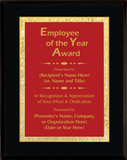 Gloss Black Wood Plaque with Decorative Plate - Employee of the Year Award