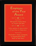 Gloss Black Wood Plaque with Standard Plate - Employee of the Year Award