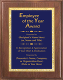Walnut Wood Plaque with Decorative Plate - Employee of the Year Award