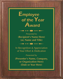 Walnut Wood Plaque with Standard Plate - Employee of the Year Award