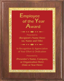 Walnut Wood Plaque with Decorative Plate - Employee of the Year Award