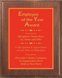 Walnut Wood Plaque with Standard Plate - Employee of the Year Award