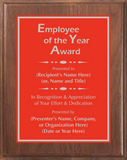 Walnut Wood Plaque with Standard Plate - Employee of the Year Award