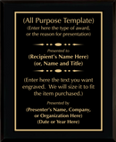 Gloss Black Wood Plaque with Standard Plate - Design Your Own Award
