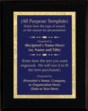 Gloss Black Wood Plaque with Decorative Plate - Design Your Own Award