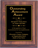 Cherry Woodgrain Plaque with Standard Plate - Outstanding Achievement Award