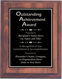 Cherry Woodgrain Plaque with Standard Plate - Outstanding Achievement Award
