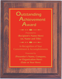Cherry Woodgrain Plaque with Standard Plate - Outstanding Achievement Award