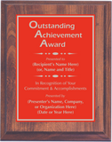 Cherry Woodgrain Plaque with Standard Plate - Outstanding Achievement Award