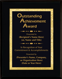 Gloss Black Wood Plaque with Decorative Plate - Outstanding Achievement Award