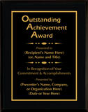 Gloss Black Wood Plaque with Standard Plate - Outstanding Achievement Award