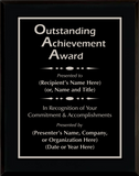 Gloss Black Wood Plaque with Standard Plate - Outstanding Achievement Award