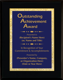 Gloss Black Wood Plaque with Decorative Plate - Outstanding Achievement Award
