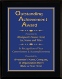 Gloss Black Wood Plaque with Standard Plate - Outstanding Achievement Award