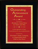 Gloss Black Wood Plaque with Decorative Plate - Outstanding Achievement Award