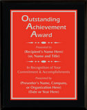 Gloss Black Wood Plaque with Standard Plate - Outstanding Achievement Award