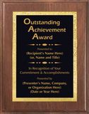 Walnut Wood Plaque with Decorative Plate - Outstanding Achievement Award