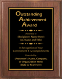 Walnut Wood Plaque with Standard Plate - Outstanding Achievement Award