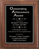 Walnut Wood Plaque with Standard Plate - Outstanding Achievement Award