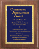 Walnut Wood Plaque with Decorative Plate - Outstanding Achievement Award