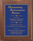 Walnut Wood Plaque with Standard Plate - Outstanding Achievement Award