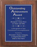 Walnut Wood Plaque with Standard Plate - Outstanding Achievement Award