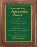Walnut Wood Plaque with Standard Plate - Outstanding Achievement Award