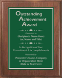 Walnut Wood Plaque with Standard Plate - Outstanding Achievement Award