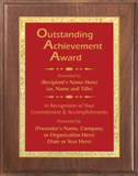 Walnut Wood Plaque with Decorative Plate - Outstanding Achievement Award