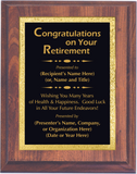 Cherry Woodgrain Plaque with Decorative Plate - Retirement Award
