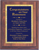 Cherry Woodgrain Plaque with Decorative Plate - Retirement Award