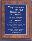 Cherry Woodgrain Plaque with Standard Plate - Retirement Award