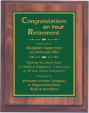 Cherry Woodgrain Plaque with Standard Plate - Retirement Award