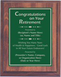 Cherry Woodgrain Plaque with Standard Plate - Retirement Award