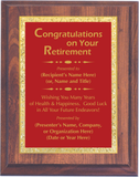 Cherry Woodgrain Plaque with Decorative Plate - Retirement Award