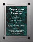 Acrylic Clear Plaque with Marble Design Accent - Retirement Award