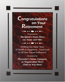 Acrylic Clear Plaque with Marble Design Accent - Retirement Award