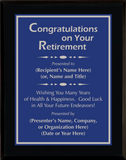 Gloss Black Wood Plaque with Standard Plate - Retirement Award
