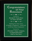 Gloss Black Wood Plaque with Standard Plate - Retirement Award