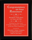 Gloss Black Wood Plaque with Standard Plate - Retirement Award