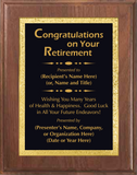 Walnut Wood Plaque with Decorative Plate - Retirement Award