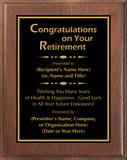 Walnut Wood Plaque with Standard Plate - Retirement Award
