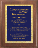 Walnut Wood Plaque with Decorative Plate - Retirement Award
