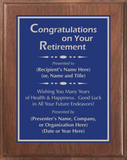 Walnut Wood Plaque with Standard Plate - Retirement Award