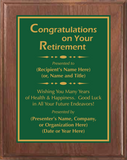 Walnut Wood Plaque with Standard Plate - Retirement Award