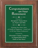 Walnut Wood Plaque with Standard Plate - Retirement Award
