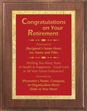 Walnut Wood Plaque with Decorative Plate - Retirement Award