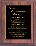 Cherry Woodgrain Plaque with Standard Plate - Outstanding Sales Achievement Award